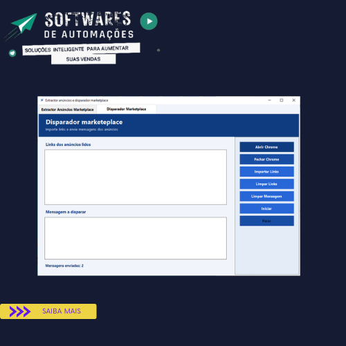 Software para extrair links de anúncios do Facebook Marketplace e disparar mensagens automáticas